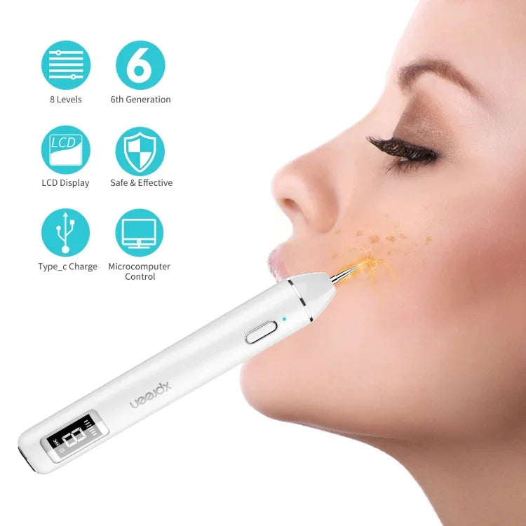 Xpreen XPRE061 professioneller Entferner für dunkle Flecken, Sommersprossen, Tätowierungen, aufladbarer Warzen- und Muttermalentferner, mit LED-Bildschirm und Spotlicht