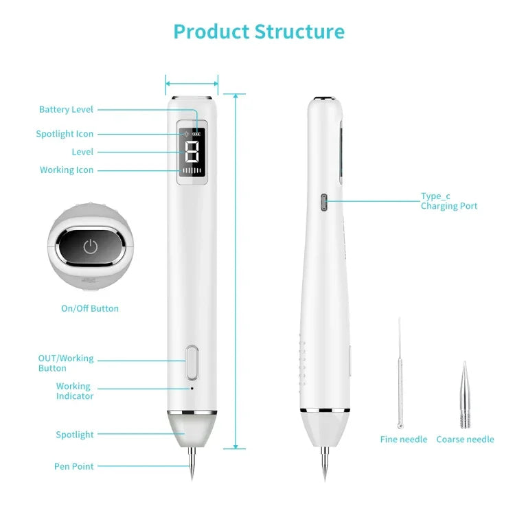 Xpreen XPRE061 professioneller Entferner für dunkle Flecken, Sommersprossen, Tätowierungen, aufladbarer Warzen- und Muttermalentferner, mit LED-Bildschirm und Spotlicht