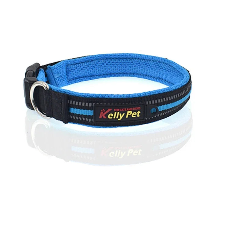 Hundehalsband mit Zugleine aus atmungsaktivem, reflektierendem Polyester, Größe: M, 2,5 x 42 x 47 cm