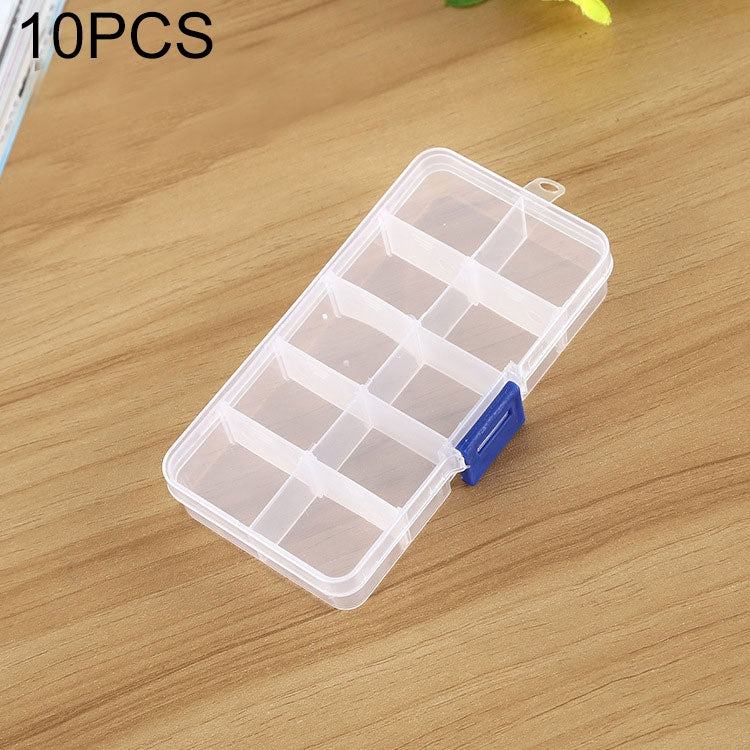 10 Stück abnehmbare Gitterbox aus Kunststoff für Schmuck, Ohrringe, Angelhaken und kleines Zubehör, Größe: Klein, 10 Fächer, 10 Fächer (Pink+Blau), 10 Fächer (Orange+Blau), 10 Fächer (Lila+Blau), 10 Fächer (Weiß+Pink), 10 Fächer (Weiß+Blau)