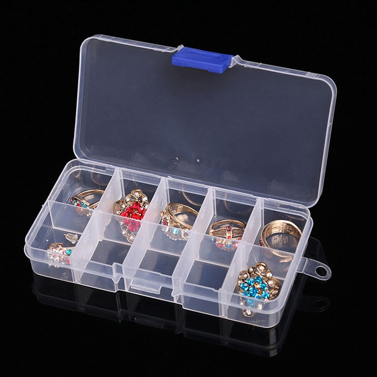 10 Stück abnehmbare Gitterbox aus Kunststoff für Schmuck, Ohrringe, Angelhaken und kleines Zubehör, Größe: Klein, 10 Fächer, 10 Fächer (Pink+Blau), 10 Fächer (Orange+Blau), 10 Fächer (Lila+Blau), 10 Fächer (Weiß+Pink), 10 Fächer (Weiß+Blau)