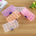 10 Stück abnehmbare Gitterbox aus Kunststoff für Schmuck, Ohrringe, Angelhaken und kleines Zubehör, Größe: Klein, 10 Fächer, 10 Fächer (Pink+Blau), 10 Fächer (Orange+Blau), 10 Fächer (Lila+Blau), 10 Fächer (Weiß+Pink), 10 Fächer (Weiß+Blau)