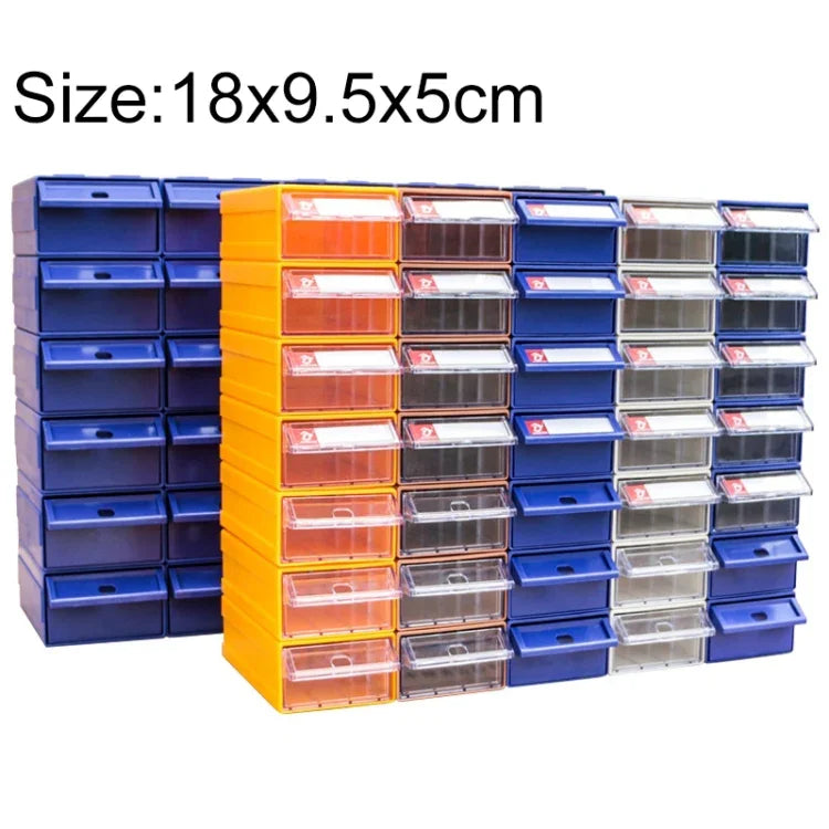 Verdichter kombinierter Kunststoffteile-Schrank Schubladentyp Komponentenbox Baustein-Materialbox Hardware-Box, zufällige Farbauslieferung, Größe: 18cm x 9.5cm x 5cm