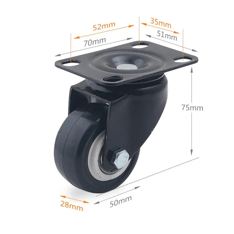 2 Stück 2 Zoll Möbel Kaffeetisch Geräuschloses Universalrad, 2 Zoll Universalrad