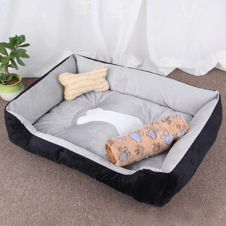 Dog Bone Pattern Big Soft Warm Kennel Pet Dog Cat Mat Blanket, with Blanket Size: S, 60×45×15cm, Size: S