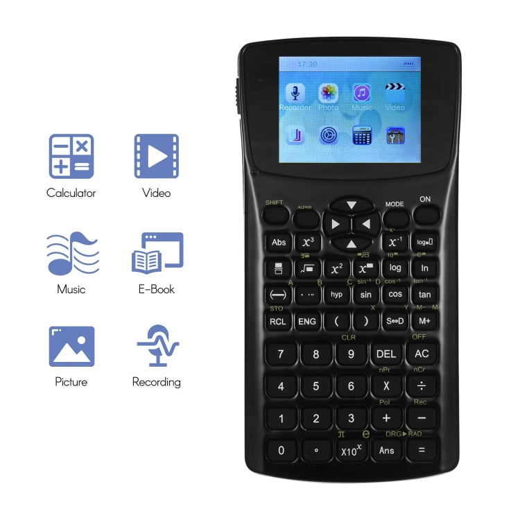 2,4 Zoll Display Bildschirm Blickschutz E-Book Taschenrechner, Unterstützt Tonaufnahme / Radio / Musik- & Video-Wiedergabe, Blickschutz Wissenschaftlicher Taschenrechner