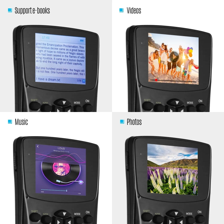 2,4 Zoll Display Bildschirm Blickschutz E-Book Taschenrechner, Unterstützt Tonaufnahme / Radio / Musik- & Video-Wiedergabe, Blickschutz Wissenschaftlicher Taschenrechner