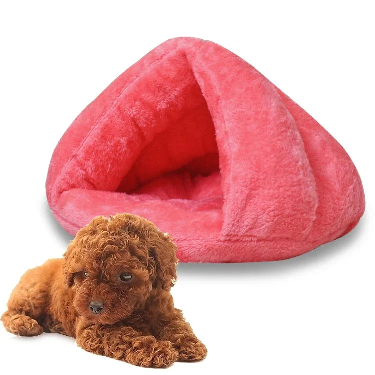 Dreieckige Katzenhütte, warm und dickwandig, mongolischer Jurtenstil, Haustierhaus für Hunde und Katzen, Größe: M, 40×40×30 cm