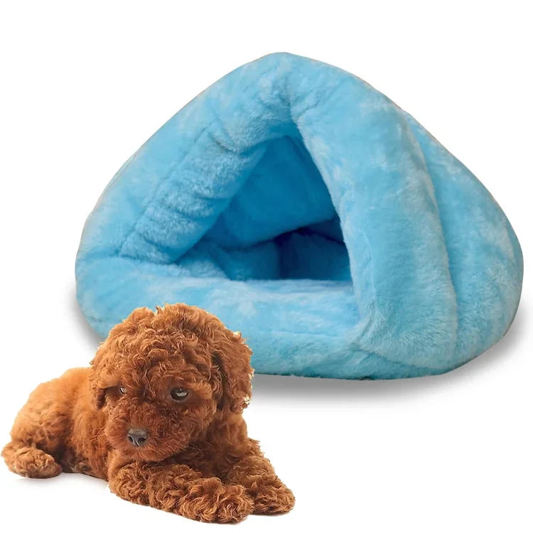 Dreieckige Katzenhütte, warm und dickwandig, mongolischer Jurtenstil, Haustierhaus für Hunde und Katzen, Größe: M, 40×40×30 cm