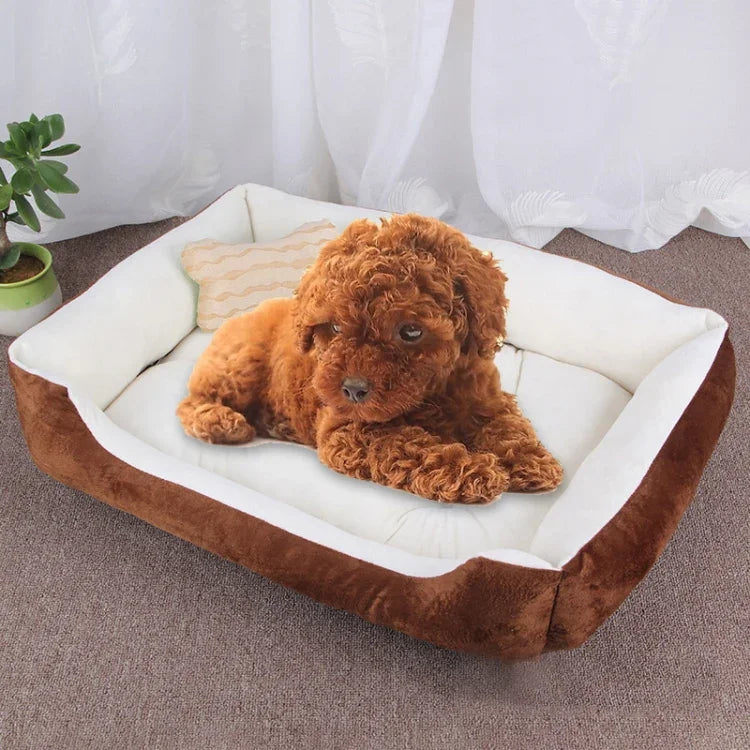 Große, weiche und warme Hunde- und Katzenmatte mit Knochenmuster, Größe: M, 70 × 50 × 15 cm
