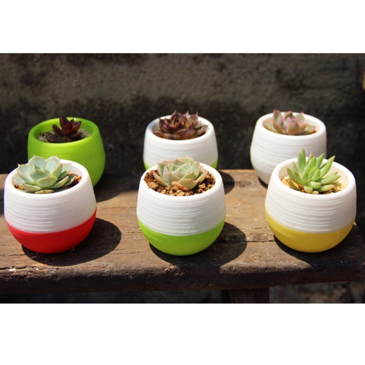 Bunte Mini Runde Pflanze Kunststoff Blumentopf Garten Büro Dekoration Anzuchttöpfe Pflanzgefäß mit Wassertank, zufällige Farbauswahl, Blumentopf 3