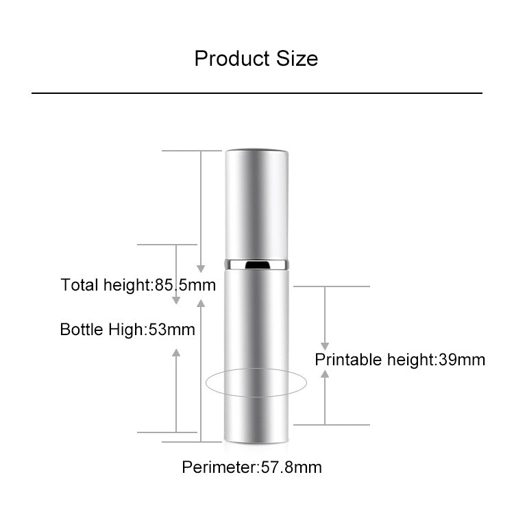 Tragbarer, nachfüllbarer Mini-Parfümzerstäuber aus Glas mit Metallgehäuse, 5 ml