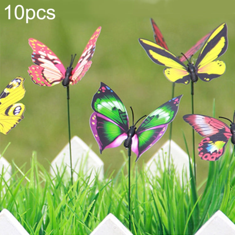 10x Bunte Schmetterlinge Gartenornament Blumentopf Pflanzendekoration Schmetterlingsstab Gartendekoration Simulation Schmetterling, Zufällige Farblieferung, Bunte Schmetterlinge Ornament