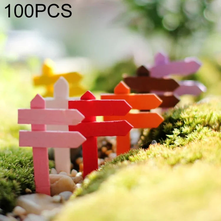 10 Stück Mini-Holzzäune Wegweiser Gartenornament DIY Pflanzenetiketten Blumentöpfe Landschaftsdekoration Mikrolandschaft DIY Ornamente Multi-Fleischige Holzornamente, zufällige Farblieferung, Mini-Holzzaunornament
