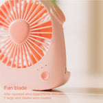 WT-F14 1200 mAh Kaninchenförmiger Mini Tragbarer Ventilator mit 3 Geschwindigkeitsstufen