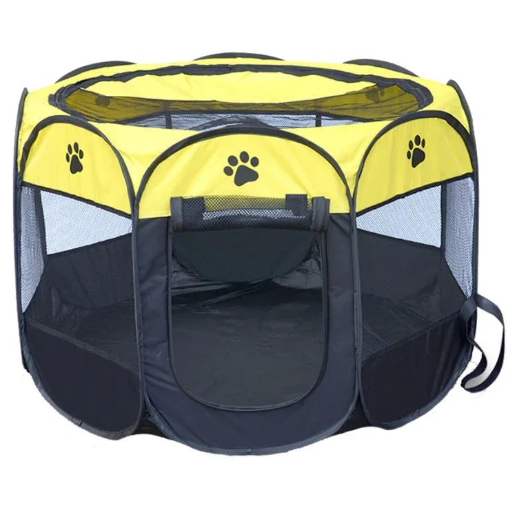 ファッションオックスフォード布防水犬用テント 折りたたみ八角形屋外ペットフェンス、S、サイズ: 73 x 73 x 43cm、サイズ: S（イエロー）、サイズ: S（レッド）、サイズ: S（マゼンタ）、サイズ: S（ブルー）、サイズ: 73 x 73 x 43cm（コーヒー）