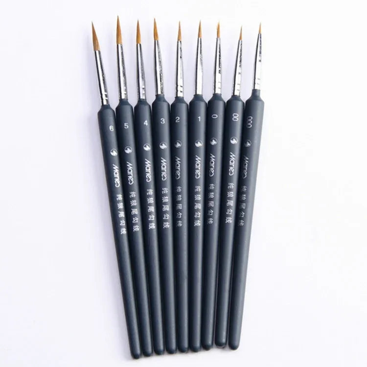 9 in 1 Künstlerbedarf Wieselhaar Pinsel Aquarellhaken Linienpinsel Konturpinsel Ölmalstift, Ölmalstift