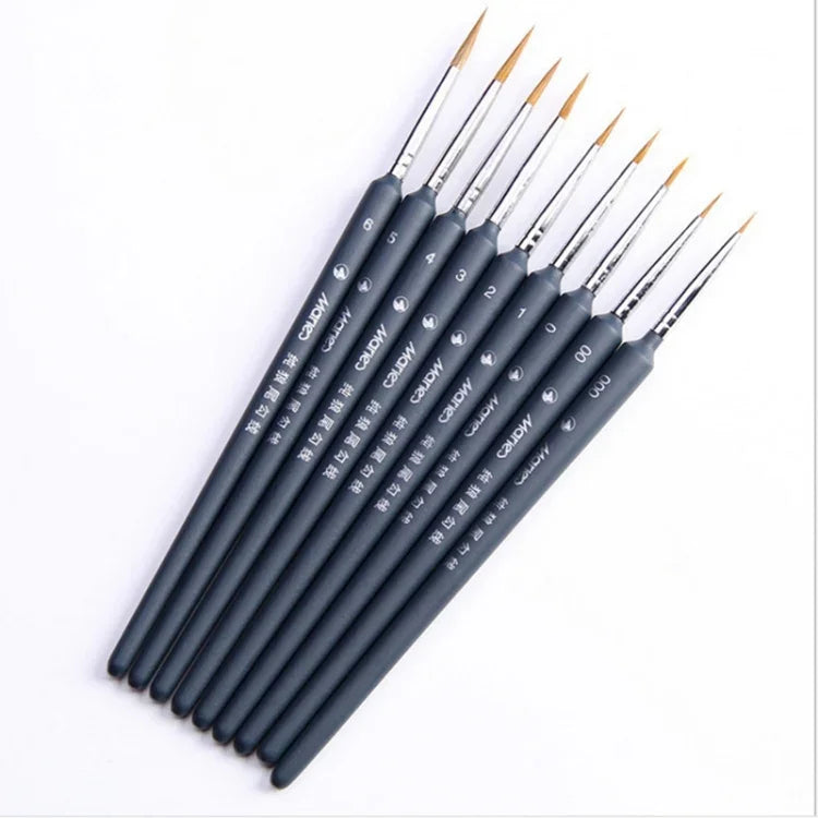 9 in 1 Künstlerbedarf Wieselhaar Pinsel Aquarellhaken Linienpinsel Konturpinsel Ölmalstift, Ölmalstift