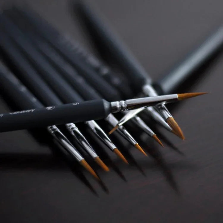 9 in 1 Künstlerbedarf Wieselhaar Pinsel Aquarellhaken Linienpinsel Konturpinsel Ölmalstift, Ölmalstift
