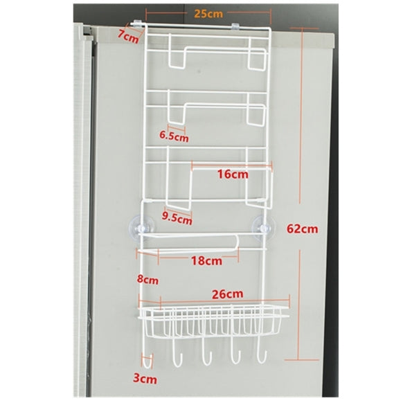 Mehrlagiges Kühlschrank-Aufbewahrungsregal, Seitenablage, Seitenwandhalter, multifunktionaler Küchenorganisator für den Haushalt, Größe: 25 x 9,5 x 62 cm, 25 x 9,5 x 62 cm