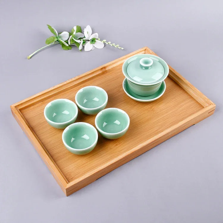 Bambus-Teetablett mit rechtwinkligem Winkel, Größe: 44 x 32 cm