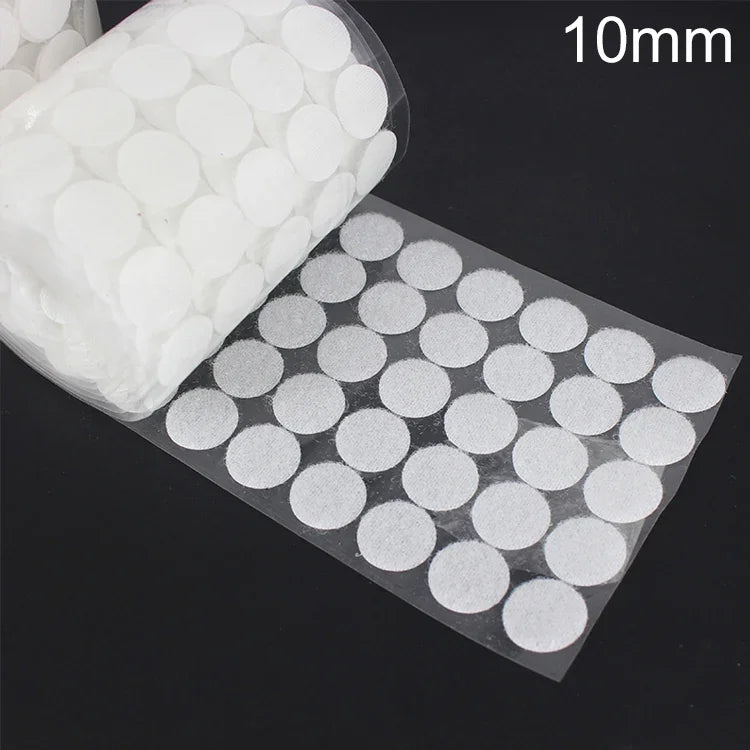 1000 Stück 10mm runde Nylon-Klettverschluss-Punkte, 10mm (Schwarz), 10mm (Weiß)