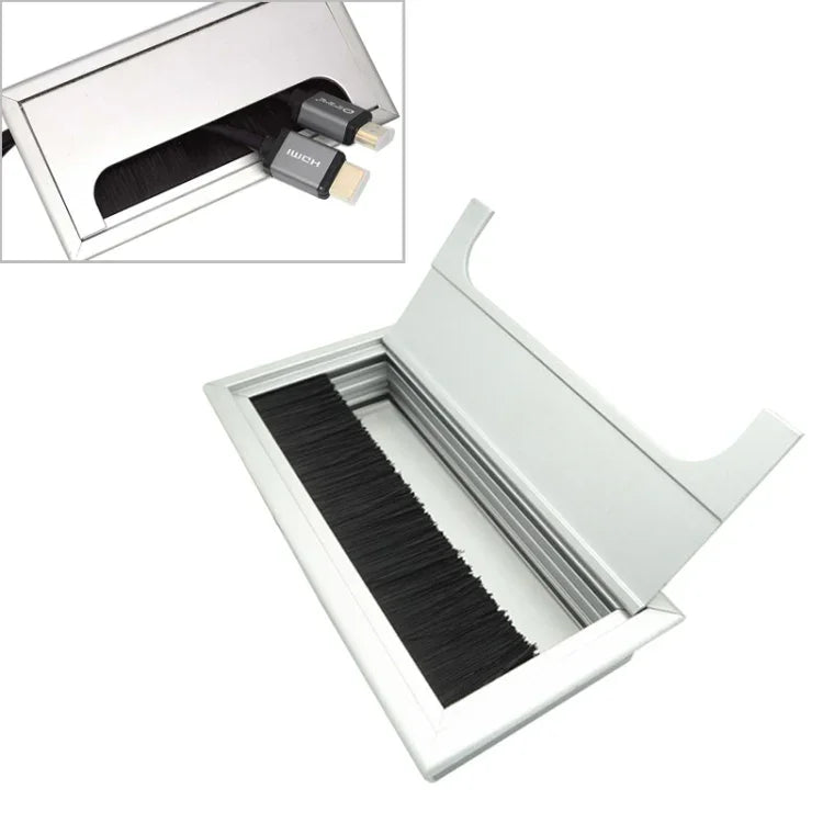 8x16cm Schreibtisch Staubdichte Aluminium-Kabelbox mit Bürste, 8x16cm