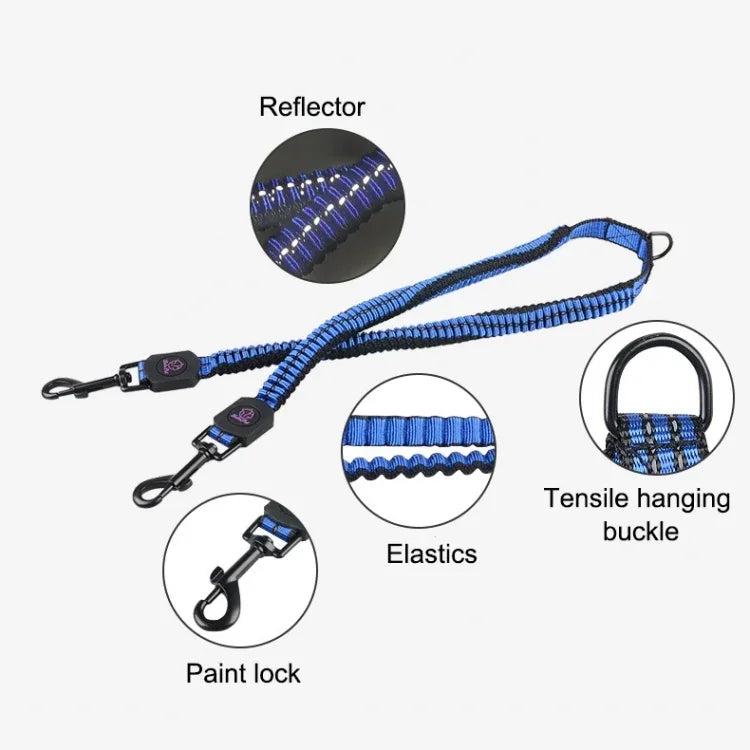 Teleskop-Doppelzugseil für Haustiere, reflektierendes Nylon-Geflecht, klein, Länge: 70 cm, Farbe zufällig, Doppelzug 70 cm