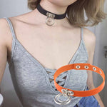 2 Stück europäische und amerikanische Rock-Punk-Nachtclub-Straßentanz-Doppelring-Lederhalsband-Halskette, zufällige Farbauswahl, DHXQ02