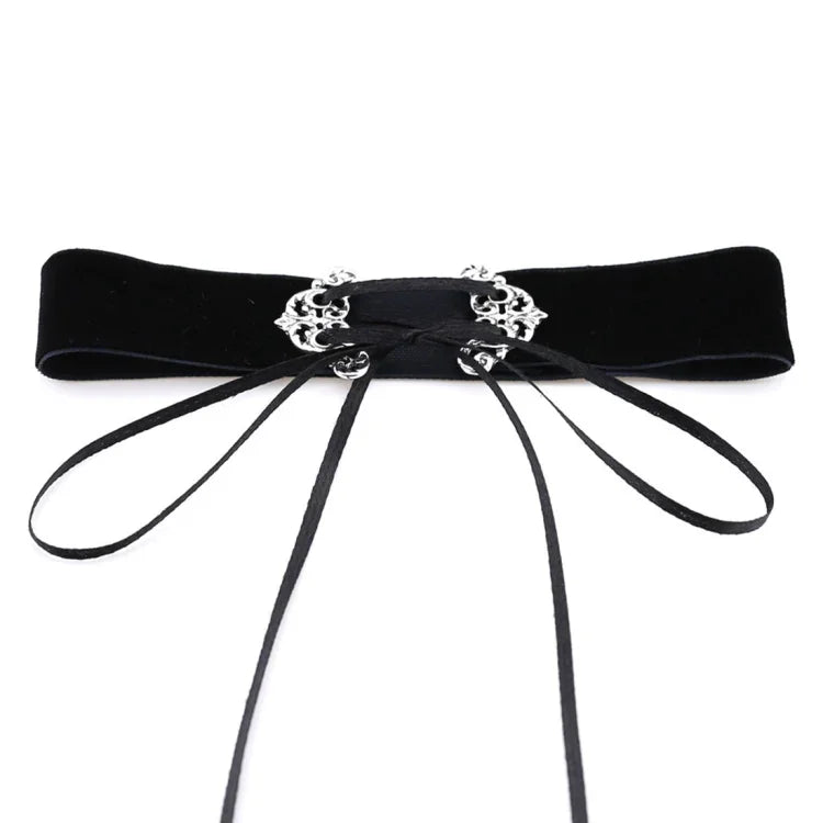 2 Stück modische Choker-Halsketten aus Samt mit Druckknopfverschluss im europäischen und amerikanischen Streetstyle, zufällige Farbauswahl, TERQ02