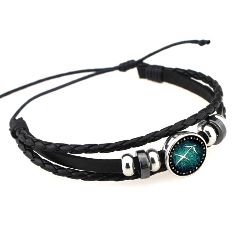 Europäisches und amerikanisches handgestricktes Perlen-Retro-DIY-Armband Sternzeichen Leder Punk Mode Armband, Wassermann, Schütze, Fische, Krebs, Widder, Skorpion, Steinbock, Jungfrau, Löwe, Waage, Zwillinge, Stier
