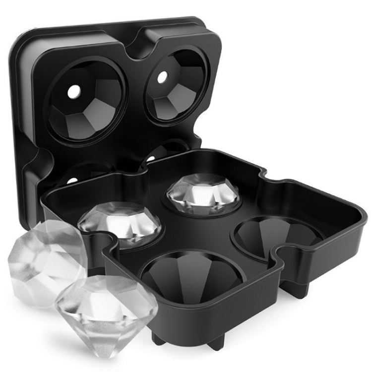Neue 4-Kammer-Eiswürfelform in Diamantform, 3D, für Bar-Partys, Silikonform für Schokolade, Küchenwerkzeug, Diamantform