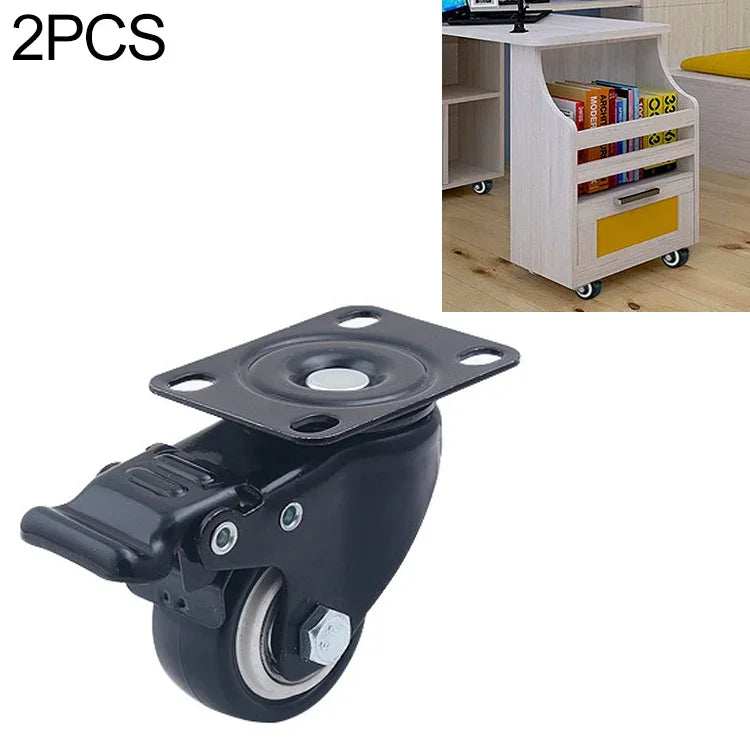 2x 2 Zoll Möbelrollenset mit Bremsen, 2 Zoll Universal-Bremse Rad für Couchtisch und Möbel