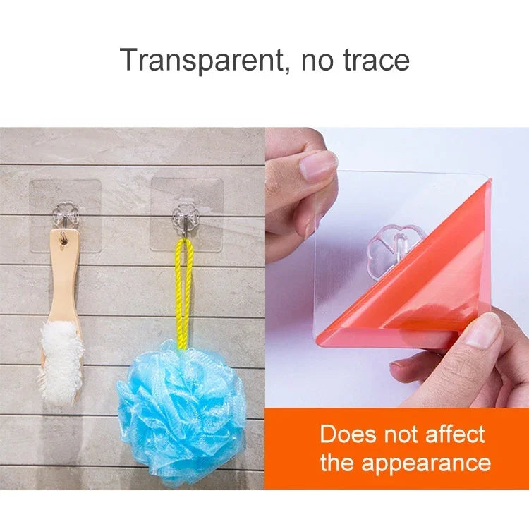 10 Stück PVC + Edelstahl, dünne, pflaumenförmige, nahtlose Klebehaken, wasserdicht, transparent, stark haftend, Küchenwandhaken, dünn