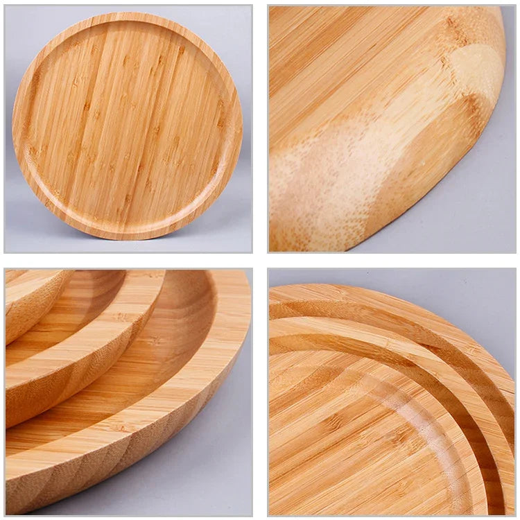 Household Creative Simple Round Bamboo Tea Tray Mini Tea Table, Diameter: 20cm, Diameter: 20cm
