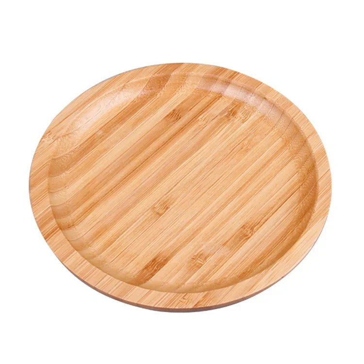 Einfaches, rundes Teetablett aus Bambus für den Haushalt, Mini-Teetisch, Durchmesser: 25 cm