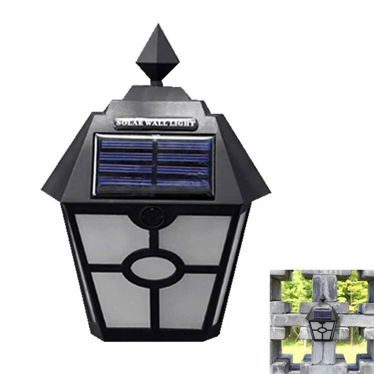 Solar Retro Hexagonale LED Wandleuchte Außenleuchte Sensorsteuerung Landschaftsleuchte
