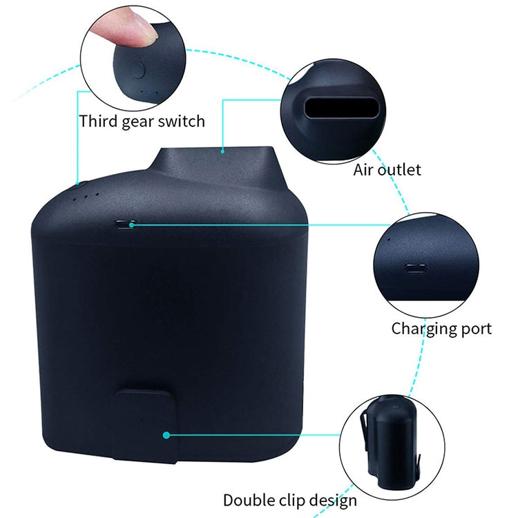 Tragbarer Kreativer Hängender Taillen-USB-Ventilator mit Drei Einstellbaren Windgeschwindigkeiten, Schwarz, Grau