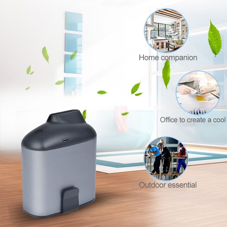 Tragbarer Kreativer Hängender Taillen-USB-Ventilator mit Drei Einstellbaren Windgeschwindigkeiten, Schwarz, Grau