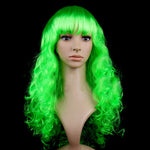 Buntes Party-Kopfbedeckung mit wilden Locken, gewellte lange PET-Perücken für Damen (Schwarz)