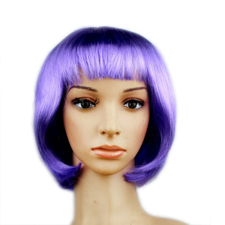 Party Cosplay Kopfbedeckung Gerade Kurze PET Perücken für Damen (Lavendel)