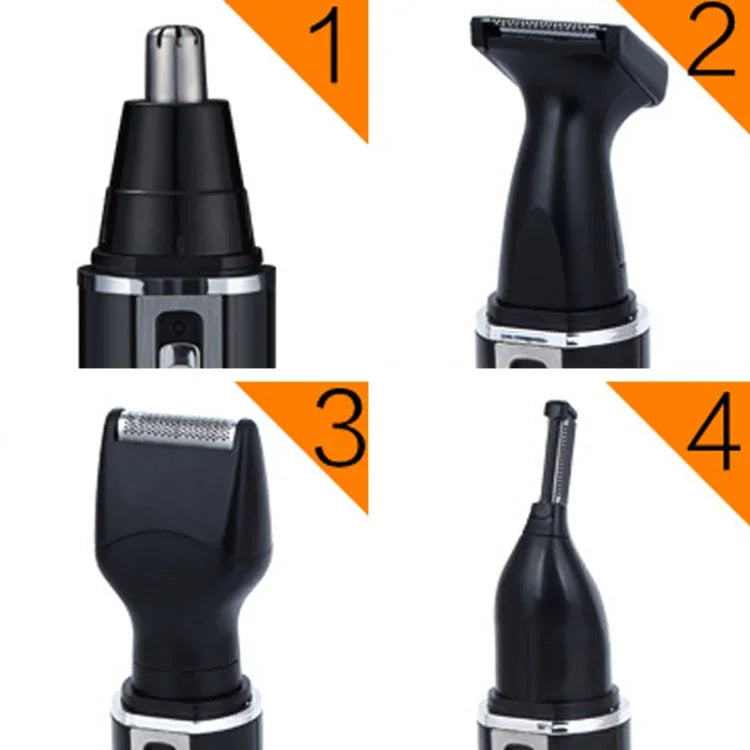 SPORTSMAN 4-in-1 Akku-Ohr- und Nasenhaartrimmer, elektrischer Rasierer, Barttrimmer, Gesichtshaartrimmer, Augenbrauentrimmer für Herren, US-Stecker (Schwarz, 110 V), US-Stecker