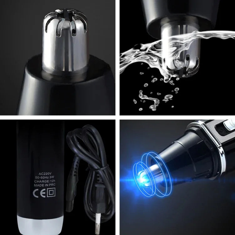 SPORTSMAN 4-in-1 Akku-Ohr- und Nasenhaartrimmer, elektrischer Rasierer, Barttrimmer, Gesichtshaartrimmer, Augenbrauentrimmer für Herren, US-Stecker (Schwarz, 110 V), US-Stecker