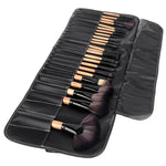 32-teiliges Make-up-Pinselset mit Holzgriffen + Tragetasche aus PU-Leder, 32 Stück
