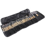 32-teiliges Make-up-Pinselset mit Holzgriffen + Tragetasche aus PU-Leder, 32 Stück