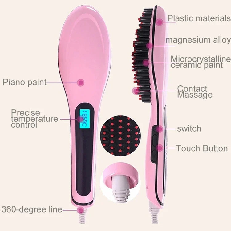 Handlicher, innovativer Haarglätterkamm mit LCD-Temperaturanzeige und EU-Stecker