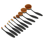 10-teiliges Make-up-Pinselset mit Zahnbürstengriff, Augenbrauenpinsel, Schwarz