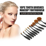 10-teiliges Make-up-Pinselset mit Zahnbürstengriff, Augenbrauenpinsel, Schwarz