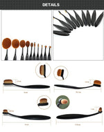 10-teiliges Make-up-Pinselset mit Zahnbürstengriff, Augenbrauenpinsel, Schwarz