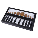 10-teiliges Make-up-Pinselset mit Zahnbürstengriff, Augenbrauenpinsel, Schwarz